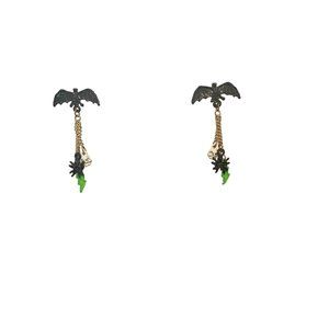 Flying Bat Earrings Spooky Halloween Lightning Skulls Spiders Chains